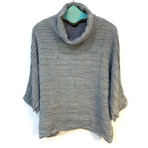 GRIZAS Linen & Silk Cowl Neck Oversized Top